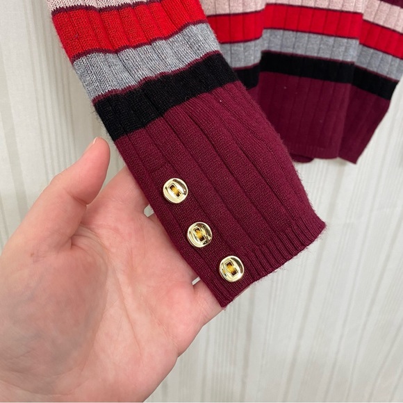 🌈5/$25 BUNDLE! Liz Claiborne long sleeve button detail striped light sweater - Picture 4 of 5